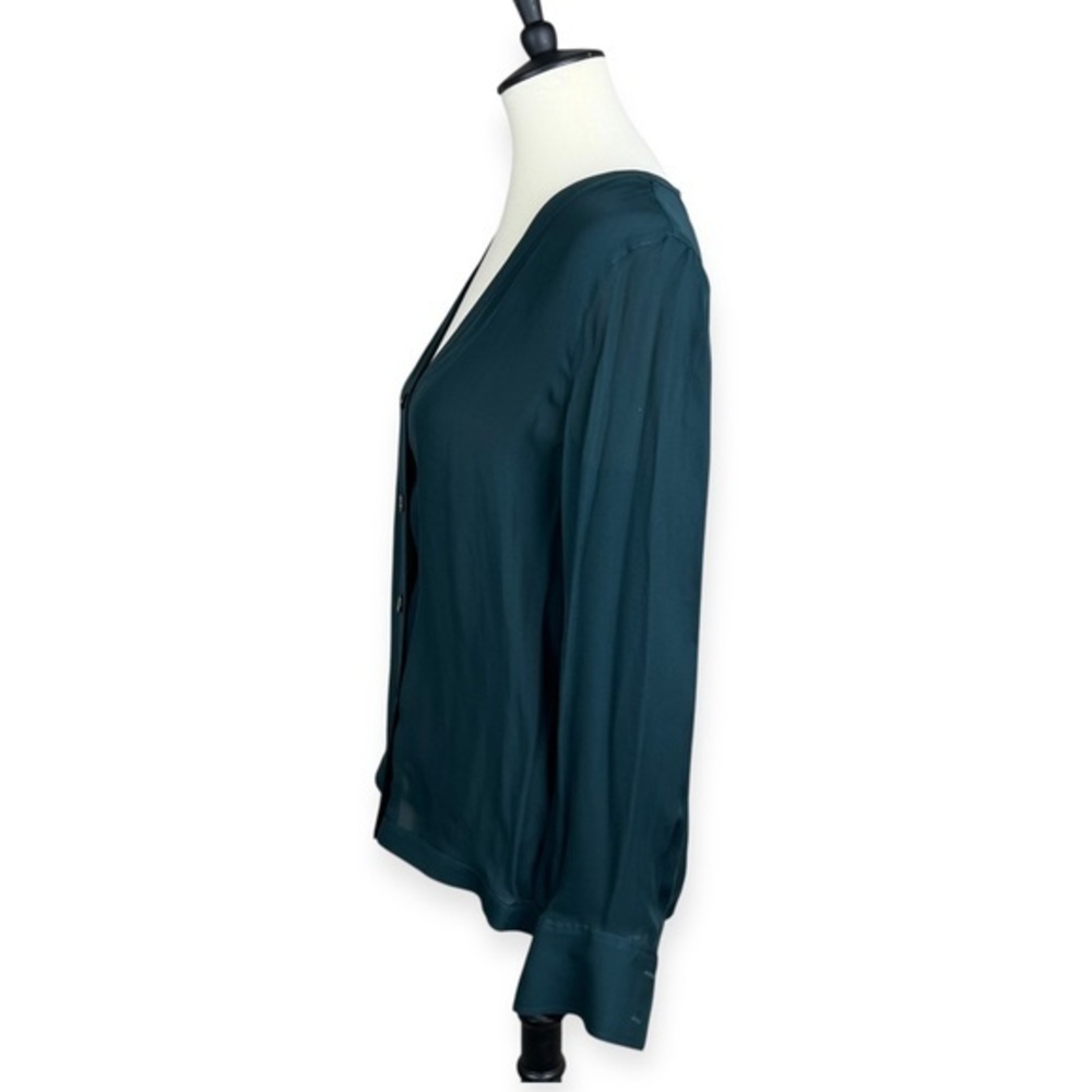 J. Crew Collection 100% Silk Chiffon Blouse – Teal Green – Size 4 - Picture 2 of 9